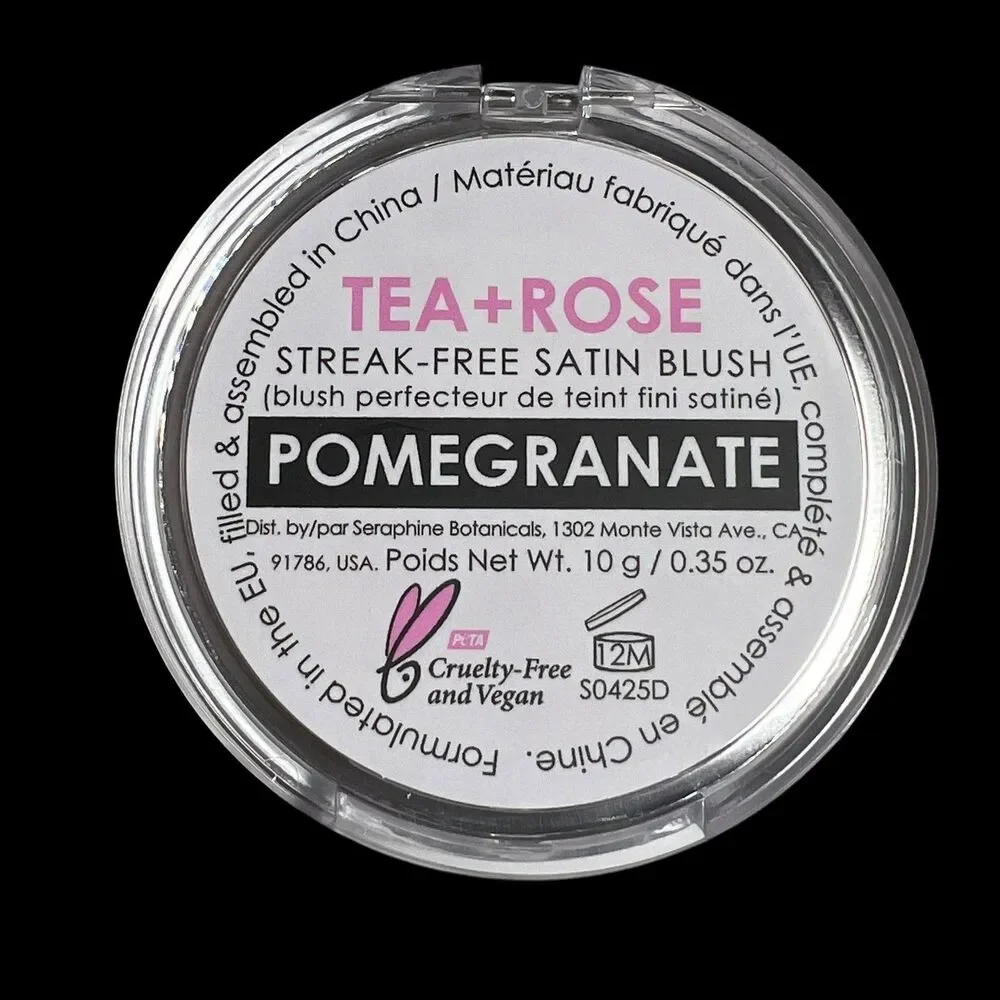 Seraphine Botanicals Tea + Rose Streak-Free Satin Blush Pomegranate 10g New